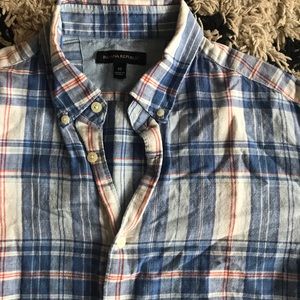 Banana Republic Linen Blend Plaid Shirt